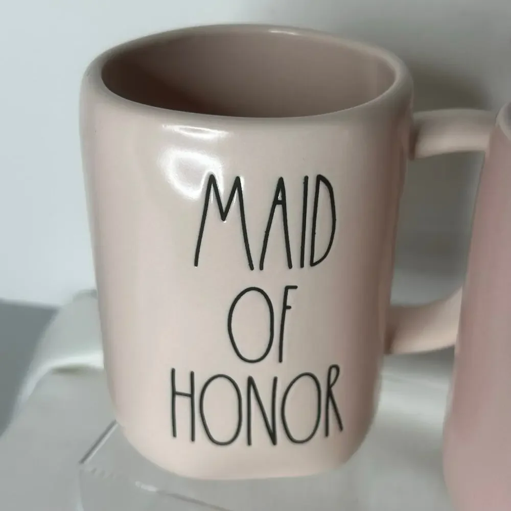 Rae Dunn Wedding Mug Set 4 Pink Bride to Be Bridesmaid Maid of Honor Groom
